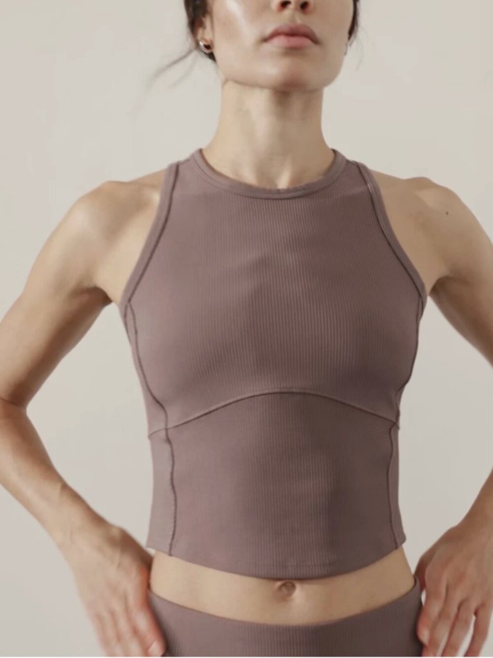 Athleta Salutation Ribbed Mix Tank Smoky Rose Mauve Size Medium